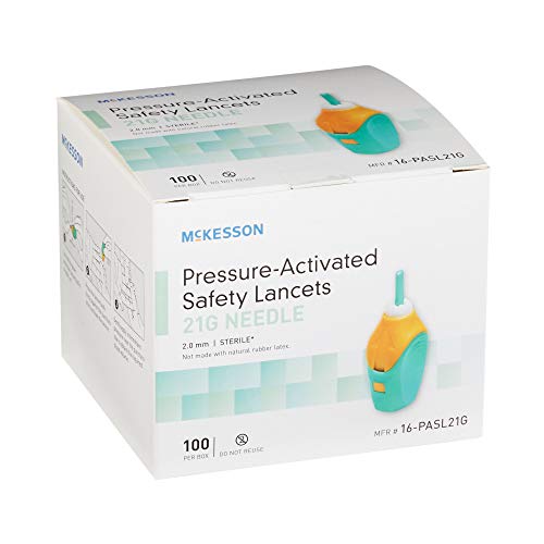 McKesson-Safety-Lancets-Sterile-Pressure-Activated-21-Gauge-Needle-2-mm-100-Count-20-Packs-2000-Total