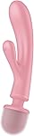 Satisfyer, vibrador, 2 en 1, 'Triple Lover', 24 cm, 3 motores controlables por separado, resistente al agua (IPX7), modo susurro, silicona respetuosa con el cuerpo, color:rosado