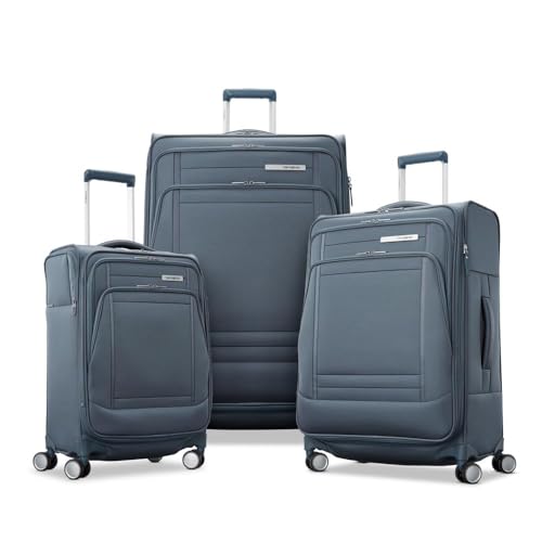 Image of Samsonite UpLIFT Lightweight Large Checked Softside 3-Piece Luggage Set with Spinner Wheels - Expandable - Airline-Approved, Polyester Soft Suitcase for Ultra Light Travel - Elemental Blue