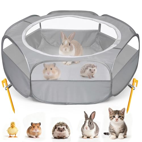 MAIKEHIGH Laufstall für Kleintiere, Pop-up-Hamsterlaufstall mit Abdeckung, faltbares offenes Käfigzelt, Übungszaun für Meerschweinchen, Kaninchen, Chinchillas, Igel