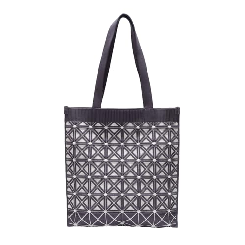Women's Large Handbag - Dark Grey Geometric Texture Shoulder Bag, Long Beach Travel Bag, Spacious and Stylish