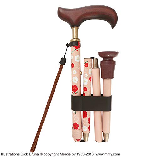 ミッフィー 折りたたみステッキ 梅 ピンク 