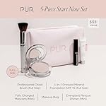 PÜR Minerals Multitasking Essentials Kit - Makeup Gift Set Includes 4-in-1 Correcting Primer, Fully Charged Mascara, 4-in-1 Pressed Mineral Powder & 1 Chisel Brush - Image 2