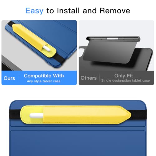 Image of MoKo Pencil Case Holder Fit The Apple Pencil (Pro and USB-C and 1st and 2nd Gen), Detachable Elastic Pocket for Stylus Pen with Elastic Band Attached to iPad Case, Light Yellow