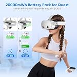 YUANHOT 20000mWh Battery Pack for Meta Quest 3S/3/2, 18W Fast Charger for Oculus Quest 3S/3 Accessories, Lightweight and Portable Battery for Extra 2-4H, Extended VR Headset Gamecube Games