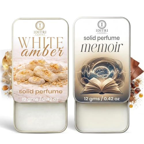 Image of IDITRI EXPORT Solid Perfume |White amber&Memoir Alcohol Free Wax Perfume Balm, Long Lasting | Pocket Tin 12g, Pack Of 2| Non Greasy Smooth Glide, Travel Friendly Men And Women