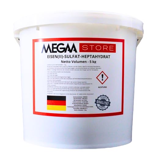Megaa store Eisen(II)-sulfat Heptahydrat Eisen-2-Sulfat Eisendünger | 1kg bis 25kg | Rasendünger Antimech-Dünger Ein Dünger der ein gesundes Pflanzenwachstum unterstützt
