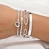 Reoxvo 925 Sterling Silver Plated Tennis Bracelets Stack for Women Silver Bangle Cuff Bracelets Set for Women #3