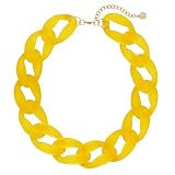 Firstmeet Chunky Acrylic Necklace Smooth Chain Link Cool Statement Choker Cuban Jewelry for Women(XL-1118-Yellow matte)
