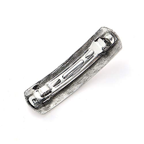 Large Hair Barrettes for Women Thick Hair, French Barrette Hair Clips Retro Metal Turquoise Ponytail Clamps Clasp Stylish Hair Accessories for Women Mother (Silver)