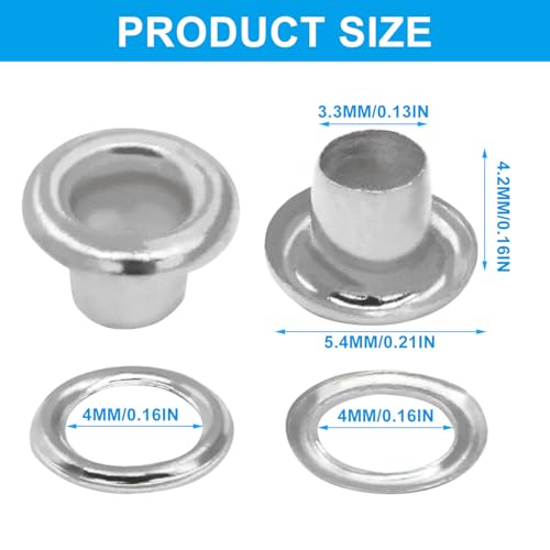 ISDVBUY 100 Sets Heavy Duty Grommet Sets,Silver Metal Eyelet Fasteners with Washers, Rust-Resistant for Craft Projects (Fabric, Tarps, Shoes, Hats, Tents)
