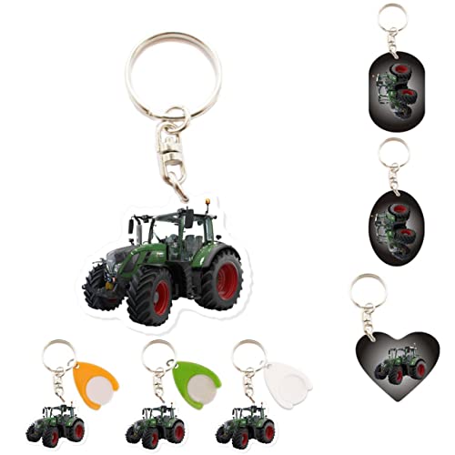 kdoartisanal, Porte-clés Personnalisé Tracteur Fendt, Porte clés Personnalisables, Photo, Texte, Prénom - Jeton caddie