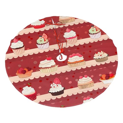 Falda de árbol de Navidad de 30 pulgadas con diseño de magdalenas, tapete de felpa para árbol de Navidad, protector de suelo para fiestas en casa, festivales