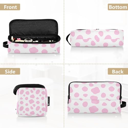 Bolsa de viaje para herramientas de cabello con tapete resistente al calor removible, organizador para planchas, rizadores, secadoras, impresión animal rosa y blanco miniatura 5