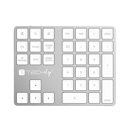 Techly 622694 Tastierino Numerico Bt V3.0 Wireless 34 Tasti Argento Grigio Silver