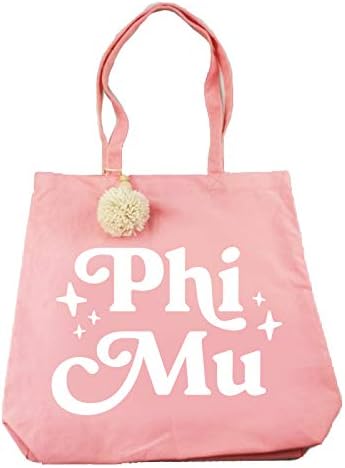 Phi Mu Retro Pom Pom Tote Bag