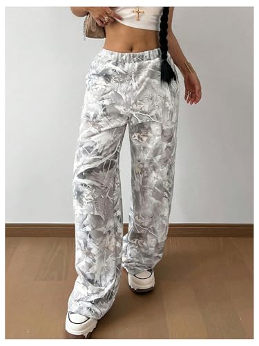 SOLY HUX Girl's Camo Pants Elastic Waist Baggy Wide Leg Y2k Sweatpants with Pockets Casual Streetwear4