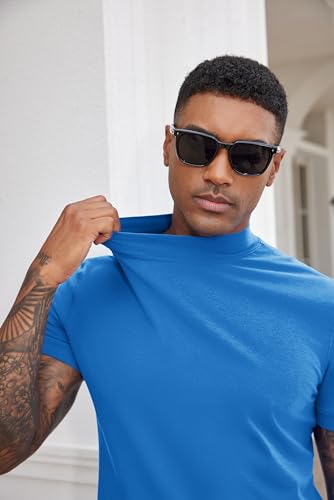 Image of COOFANDY Mens Mock Turtleneck Shirts Casual Premium Cotton Short Sleeve Shirt Basic Half Neck T-Shirts