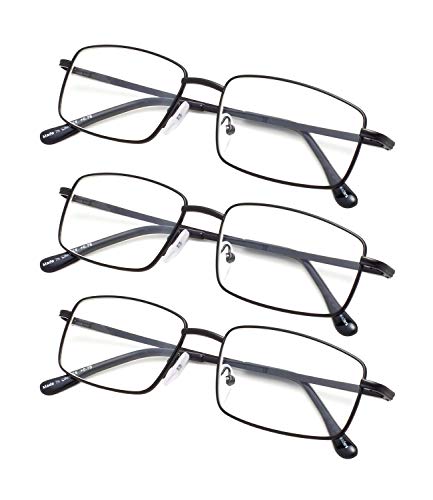 Gr8Sight 3-pack Large Rectangular Reading Glasses with Spring Temple for Men Black +1.25