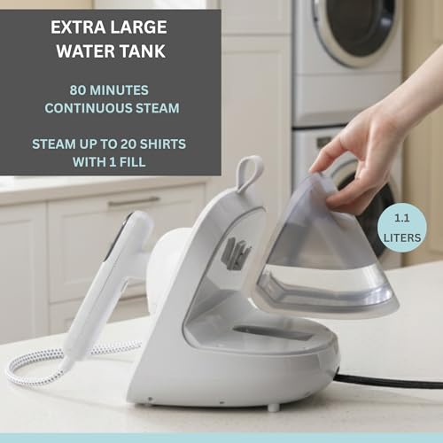 SALAV DuoPress Smart Deluxe Steam Station, Garment Steamer & Iron, 6ft Extra-Long Hose, Auto-Off Safety, Digital Display, 7 Steam Levels, 1.1L Water Tank, Dry Iron Mode & Steam Burst by SALAV - Image 7