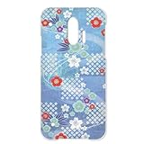 らくらくスマートフォン F-42A 用 ドコモのf-42aカバー ハードケース けーたい スマホケース 和柄 千代紙風 花柄 着物柄 和風 ブルー h180a04