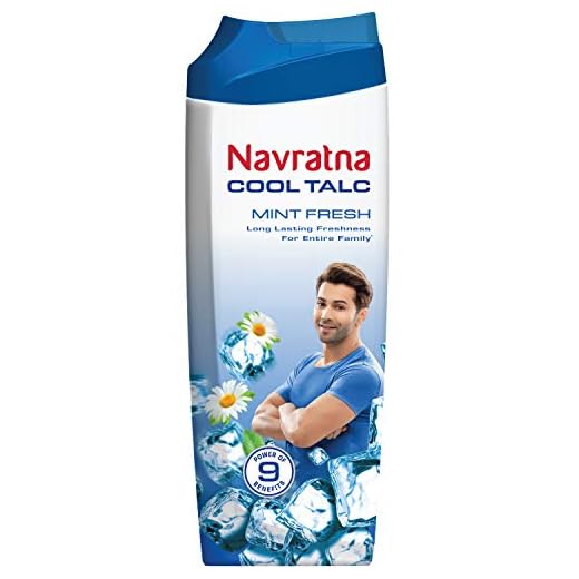 Navratna Cool Mint Fresh Talc | Instant Sweat Absorption and Cooling Effect |Body Odour Protection | Long Lasting Freshness and Fragrance, 400gm