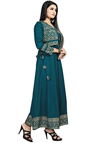 Image of HAPPY DESIGN Women Self Design Anarkali Rayon Kurti