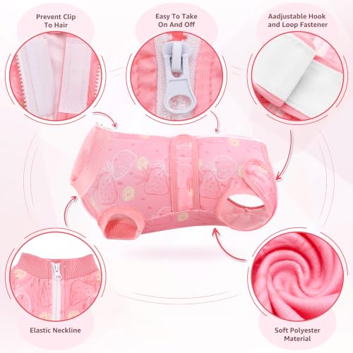 Image of Lukovee Recovery Suit for Dogs, Female Male Spay Neuter Post Surgery Suit | Zipper on Onesie,Soft Breathable, Adjustable Abdominal Wounds Prevent Licking, Cone E-Collar Alternative (Pink Strawberry,XL)