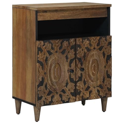 Buffet en bois de mangue massif 2 portes design minimaliste marron