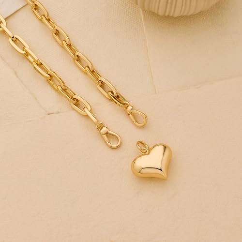 Heart Chunky Chain Necklace for Women Puffy Heart Charm Pendant Necklaces Holiday Fashion Jewelry3