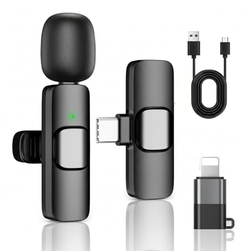 Image of coku CK-K8 Wireless Lavalier Microphone, Bluetooth Collar Mic for iPhone, Android USB-C Phones & Tablets, Plug & Play, Noise Reduction, Clear Audio for YouTube, Vlogging, &, Interviews