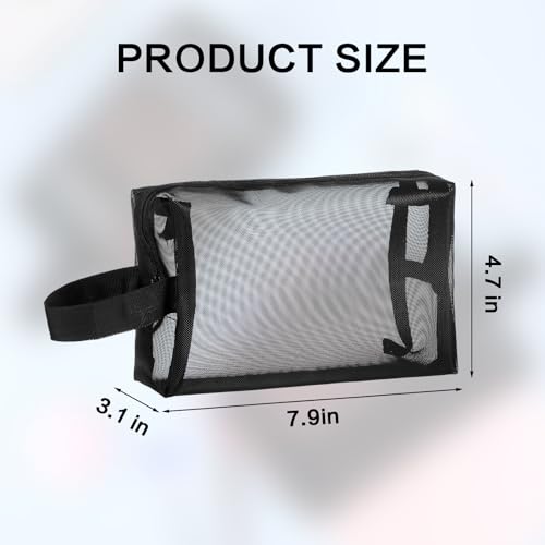10 Pcs Mesh Makeup Bag Portable Travel Cosmetic Bag Black Breathable Mesh Zipper Pouch for Home Offices Travel Accessories Organizer(7.9 x 3.1 x 4.7 Inch)2