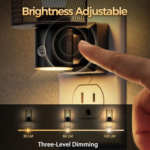 Image of DORESshop LED Night Light Plug in, Night Lights Plug into Wall, Dusk-to-Dawn Sensor, Vintage Farmhouse Decor, 3 Level Brightness Adjustable, Dimmable Nightlights for Adults, Bathroom, Hallway