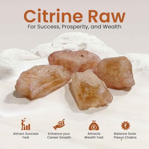 Image of Original Raw Citrine Stone - Natural Certified Raw Citrine Crystal for Attracting Success, Abundance, Prosperity, Wealth, Creativity, Mental Clarity, and Solar Plexus Chakra Healing