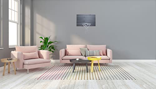 Cali Kiwi Pros Indoor Basketball 4 Panel Wood Backboard, Wall Or Door Mount. Includes 9” Hoop, Net & Hand Pump. 5 Mini Basketballs (Pearl Wash) #TOP6