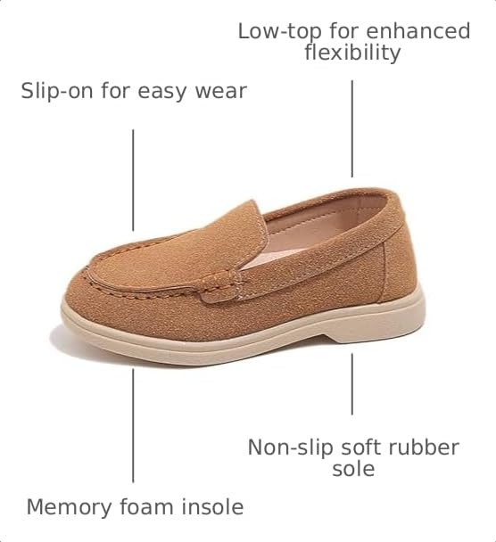 Image of SOFMUO Toddler Boys Girls Loafers Slip On Little Kids Oxford Dress Flats Casual Boat Shoes School Uniform Moccasin Daily Walking Shoes