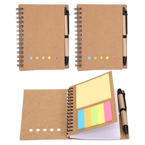 Petits blocs-note à lignes PATIKIL avec couverture carton kraft et mémo adhésif