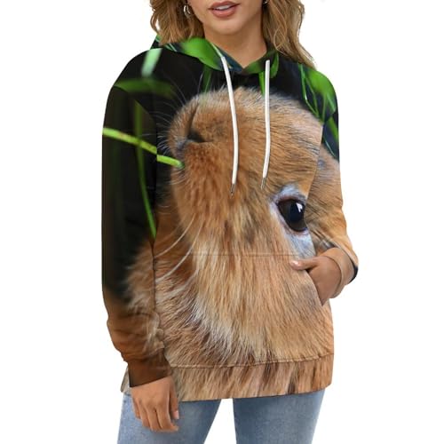 Sweat à capuche lapin mignon UMENG, pull décontracté pour vos journées cocooning