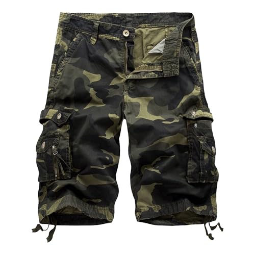 Shorts cargo camuflaje para hombre sin cinturón miniatura 1