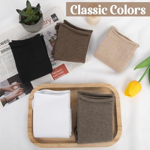 Image of Chalier 5 Pairs Slouchy Socks for Women, Crew Cotton Socks with Cute Roll Top Casual Calf Long Sock