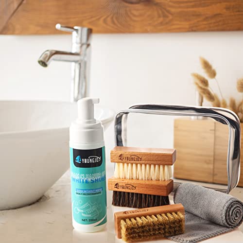 4 Pcs Foam Shoe Cleaner Kit Sneaker Cleaner Includes 7 Oz Bottle White Shoe Cleaner, 3 Pcs Shoe Cleaning Brushes And Cloth For Leather Canvas Sneaker And Mesh Shoes(3 Style Bristle, Cleaner Set A) #TOP4