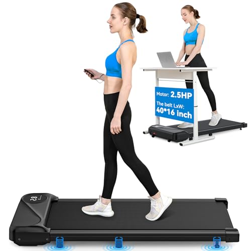THERUN Walking Pad Treadmill Under Desk, Portable Mini Treadmill for Home/Office, Walking Pad Treadmill 2.5HP, Walking Jogging Machine with 265 lbs Weight Capacity Remote Control LED Display