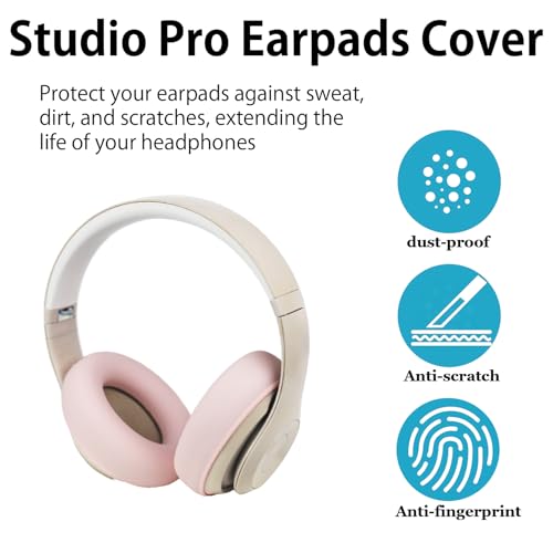 Cubre almohadillas de silicona para Beats Studio Pro (Rosa) | Fundas protectoras lavables anti-rayones, ajuste cómodo y liviano para audífonos Beats Studio Pro miniatura 3