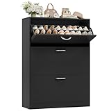 FirFurd Schuhschrank weiß mit Schuhkipper für 12-24 Parre, Schuhregal platzsparend für Schuhaufbewahrung schmaler Schuhschrank 80cm breit für Diele, Flur, Eingang 108x80x23,5cm