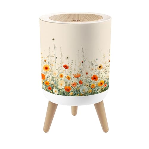 Caneca de basura pequeña con tapa decorativa floral