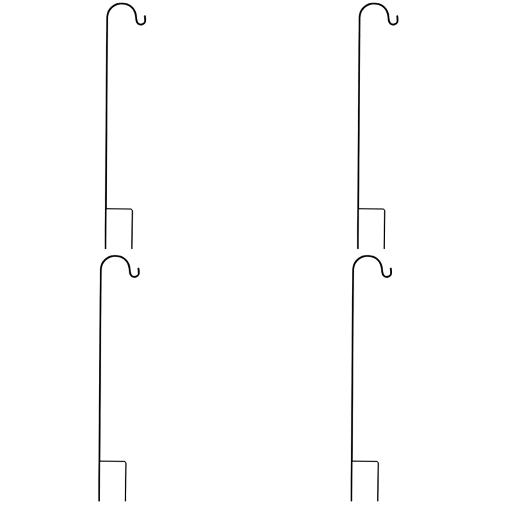 Hndhbfgrt 4X Shepherd Hooks Rust Garden Stake Outdoor Metal Plant Stand Hanger Bird Feeder Pole 80.5X10X1cm