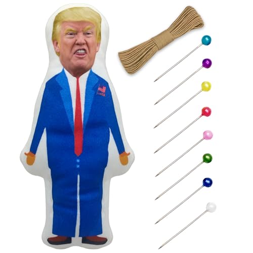 PapaLegba 8 inch Donald Trump Voodoo Doll Pin Holder with Pins Stress Reliever Parody Doll Pin Cushion Political Gag Dog Gift -Locally Designed