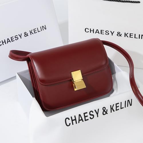 Small Crossbody Bag for Women, PU Leather Crossbody Purse, Fall Red Purse, Slouchy Bag, Suqare Satchel Bag, Adjustable Strap3