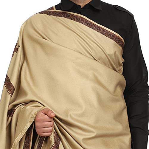 Image of SWI WITH LABEL Men's Embroidered Fine Acrylic Shawl | Men's Shawl Inspired by intricate traditional Kashmiri embroidery work | Felicitation Shawl to honor chief guests