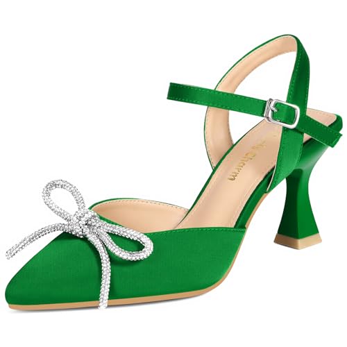 Heels Charm Womens Pump Shoes Stiletto Pumps Pointed Toe Ankle Strap High Heel Pumps Closed Toe Slingback Kitten Pump Heel Dancing Daily Work Party Wedding Dress Pump High Heel Green Size 10